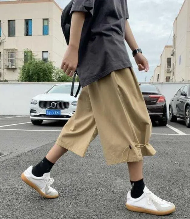 Over-The-Knee Shorts Men's Cropped Pants Loose Casual Pants Extra Large Size Casual Outing Pants