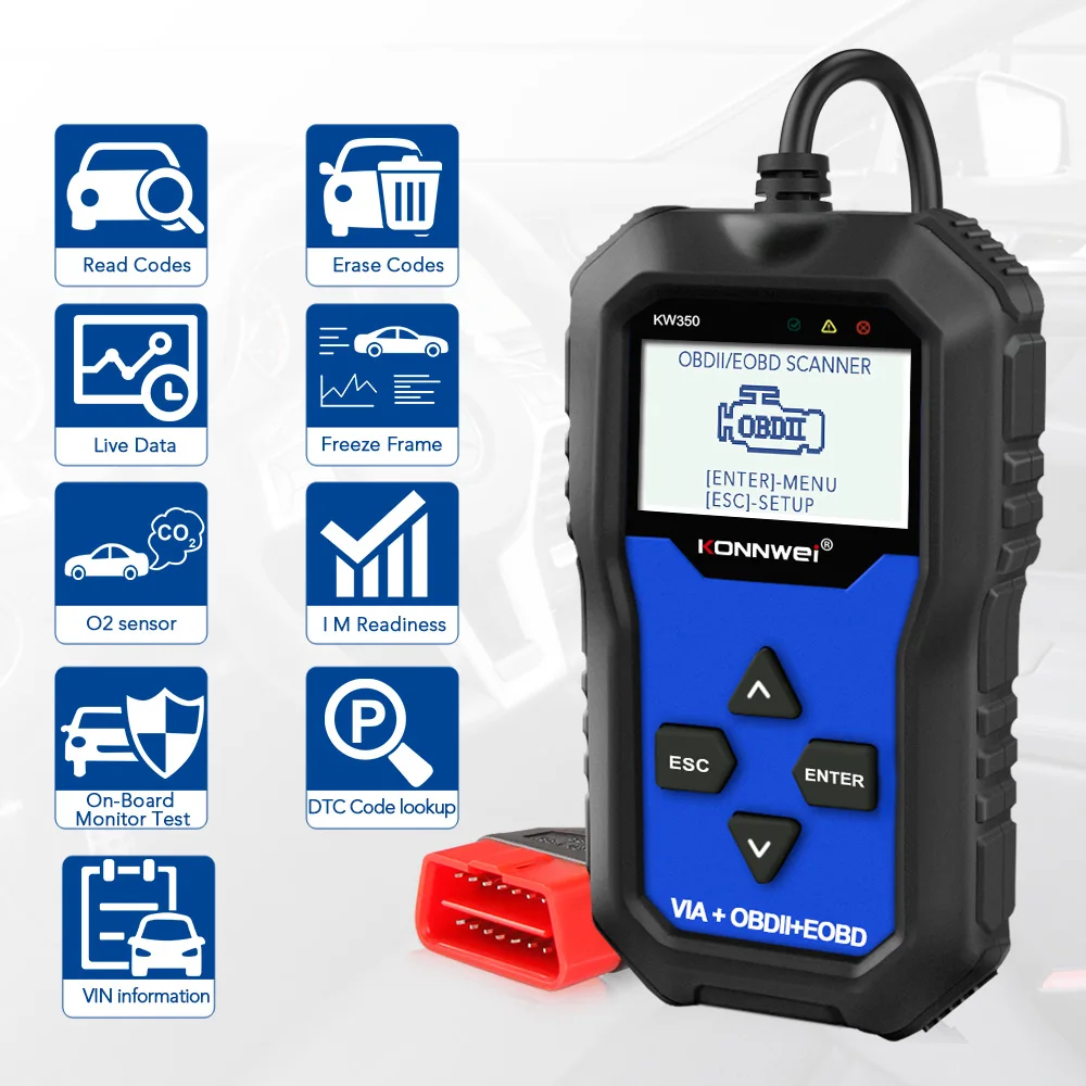 

KW350 OBD2 Code Scanner for Car VAG with ABS Airbag Reset Oil Service Light EPB Diagnostic Tool Car Accessories