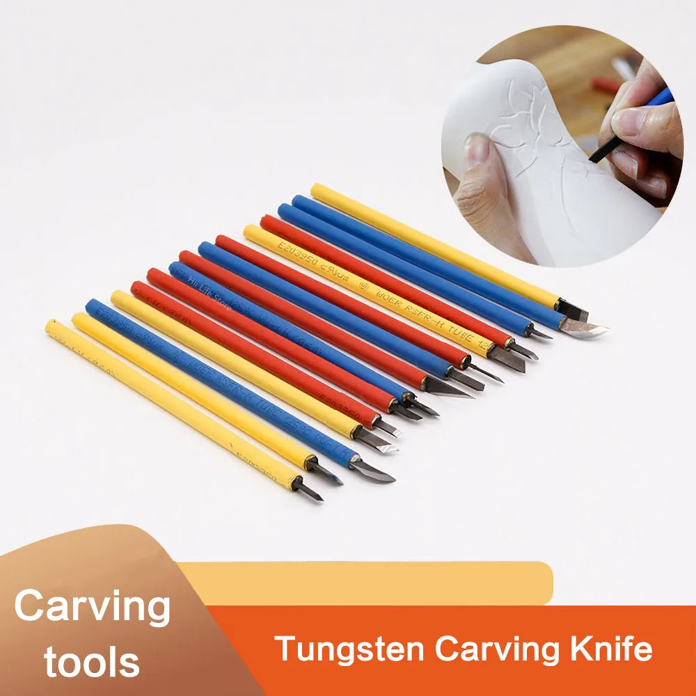 Pottery Tungsten Steel Carving Knife Clay Sculpture Tool Fine Carving Clay Carving Pattern DIY Ceramic Sculpture Modeling Tool