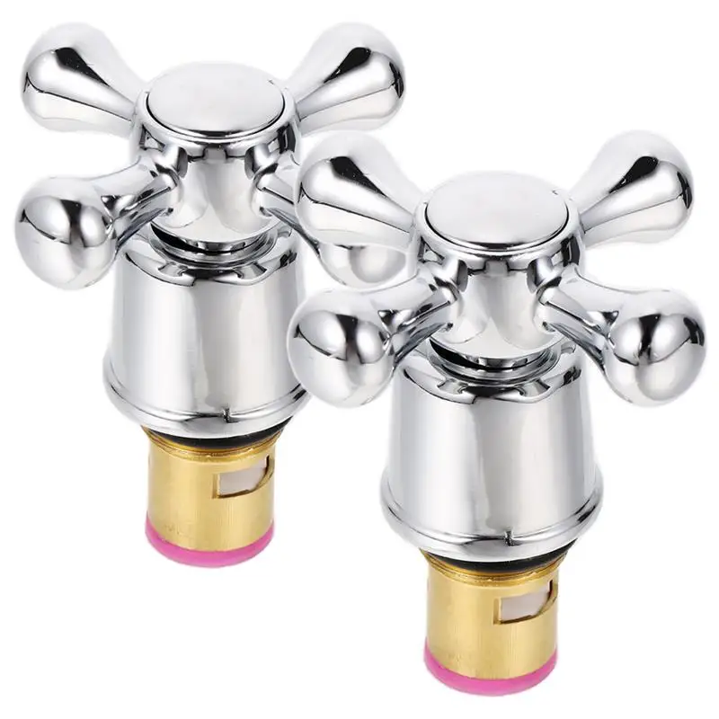 

2pcs Gold Knobs Replacement 1/2 Inch Cold Hot Knob Handle Accessory Replace Hot Cold Victorian Cross Head Top