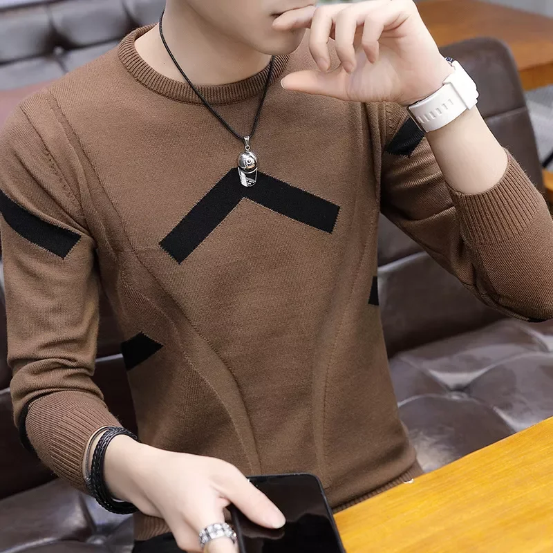 

Мужской свитер с круглым вырезом, длинным рукавом и круглым вырезом