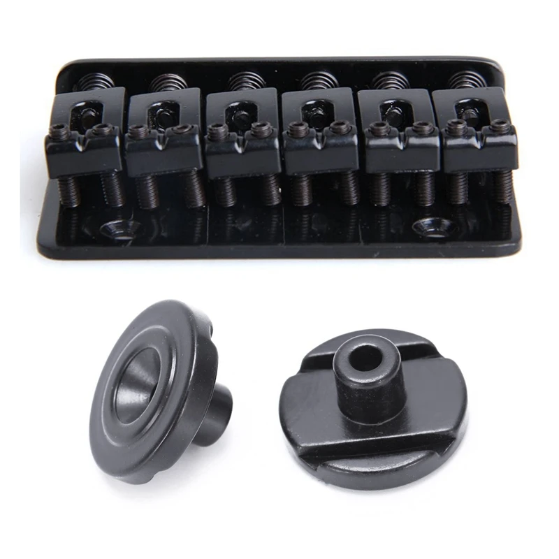 

3 Pcs Guitar Parts: 1 Pcs 6 Saddle Hardtail Bridge Electric Guitar Bridge & 2 Pcs Electric Bass Guitar String Retainers