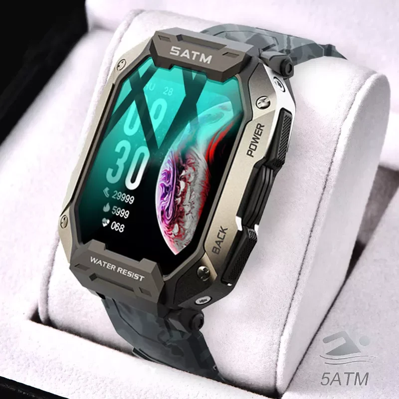 

Водонепроницаемые умные часы для дайвинга 5ATM IP68 мужские смарт-часы с функцией измерения пульса многофункциональный спортивный фитнес-трек...
