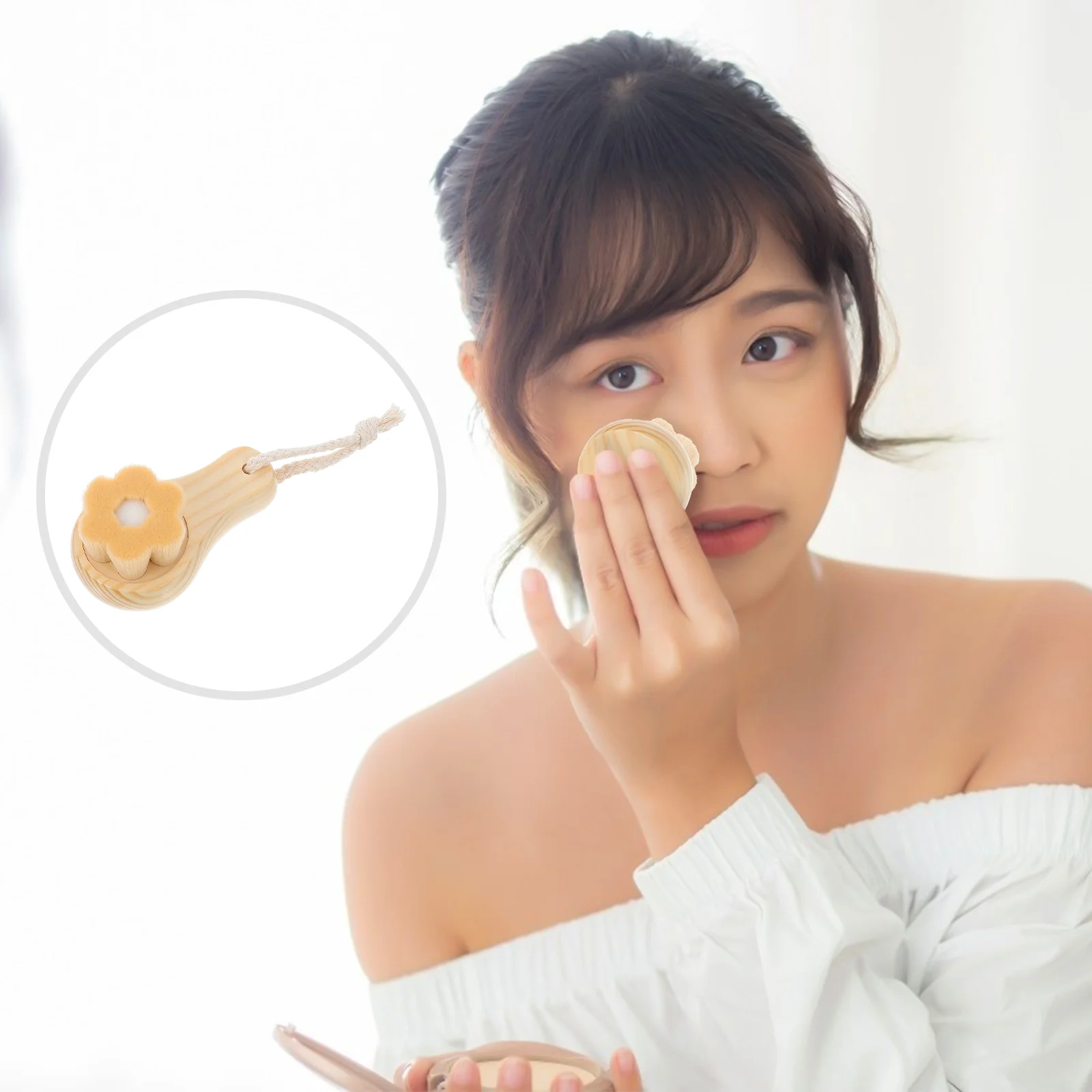 

Wood Brushes for Cleansing and Exfoliating Manual Brush Exfoliator Brush Horsehair Exfoliating Brush Dry Brushing Scrubber for