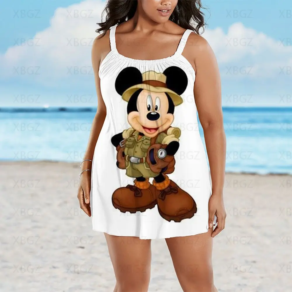 Chic and Elegant Woman Dress Minnie Mouse Plus Size Summer Outfits Dresses Women Sleeveless Loose 2022 Sexy Beach Print Disney