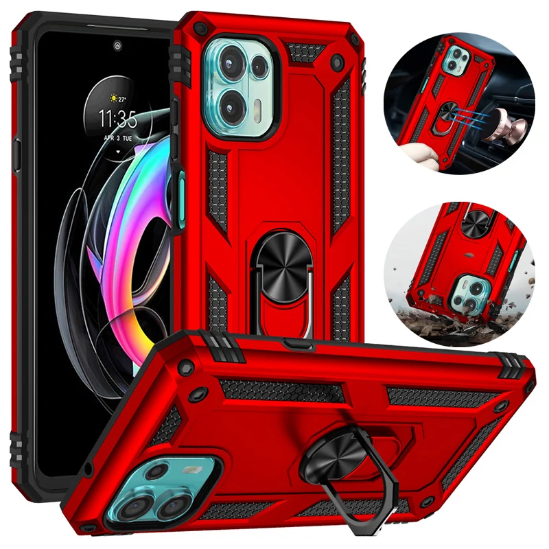 

Shockproof Phone Case For MOTOROLA One Macro 5G Fusion Ring Armor Protective Cover For MOTO Edge S 20 30 Pro Lite G Stylus Play
