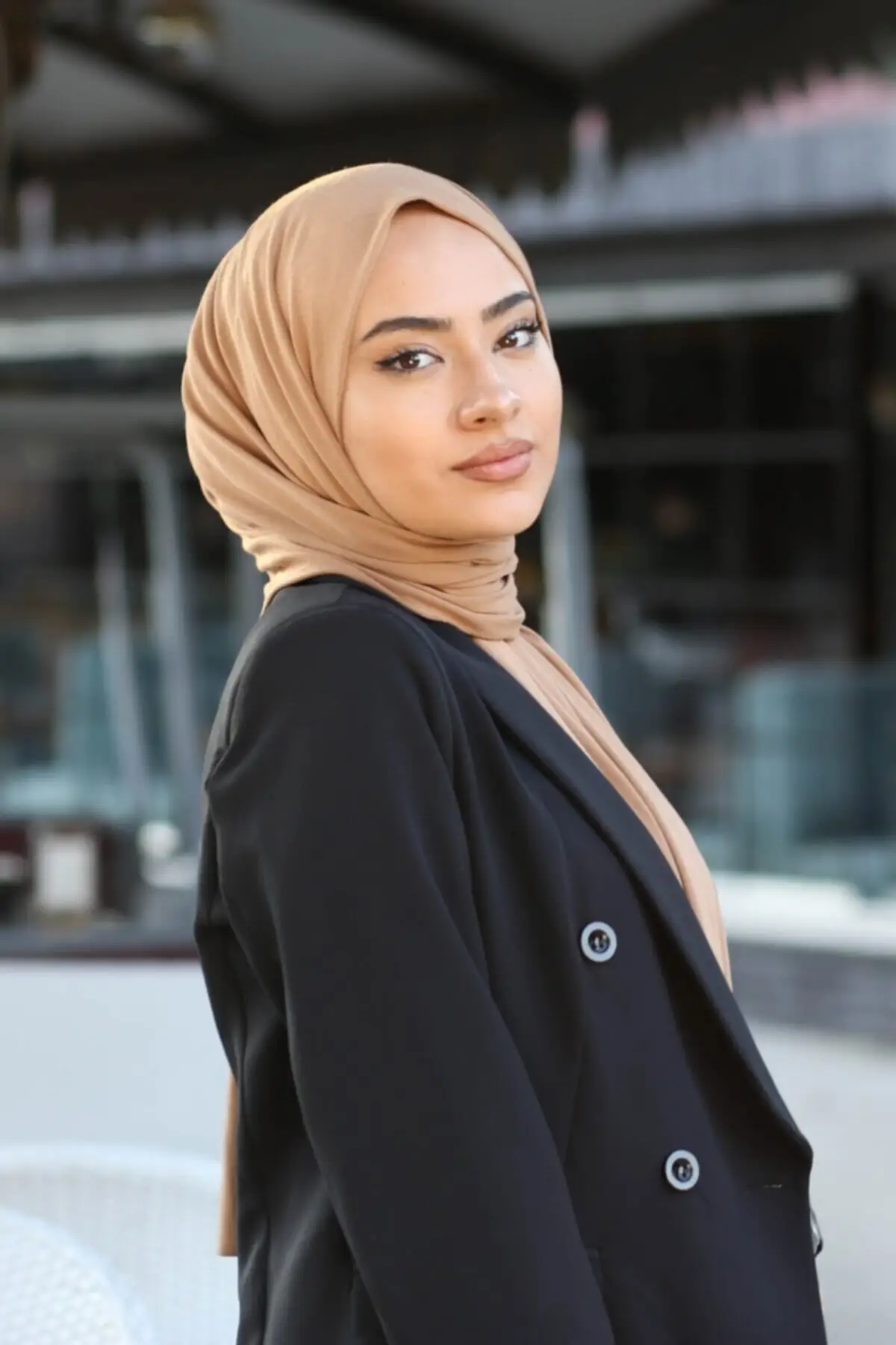 

Hijab combed shawl model-Camel 190x80 brown iron non-plain printed rectangular casual scarf clothing