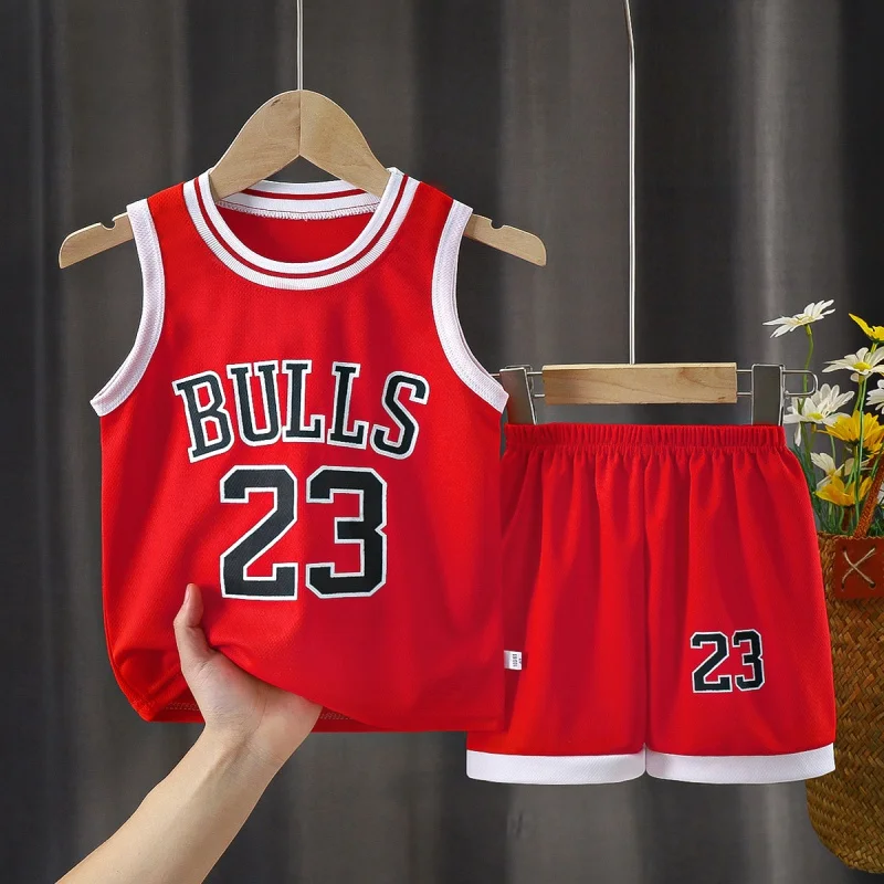 

Summer Boys Sports Sets Casual Fashion Trendy Two Pieces Outfits Children Trendy Vest Shorts New Basketablle Sleeveless Clothes