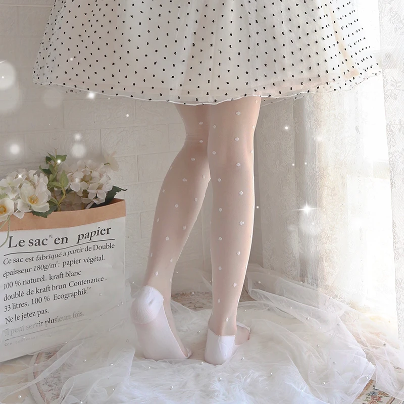 Cute Girl Lolita Long Socks Female Summer Tube Spun Glass Ultra-Thin Knee Socks Female Lolita Japanese Style Lace Stockings