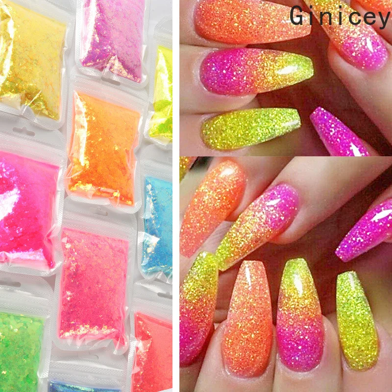 

10g/Bag Translucent Rainbow Color Nail Art Glitter Sequins Hexagon Mixed Flake Slices Shiny DIY Manicure Decoration Accessories