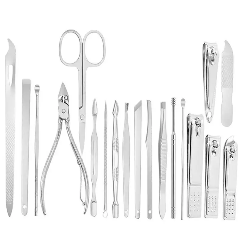 

Personal Nail Care Tool Set Stainless Steel Manicure Set Of 19Pcs Professional Nail Clippers Grooming Kit Pedicure Care Tools