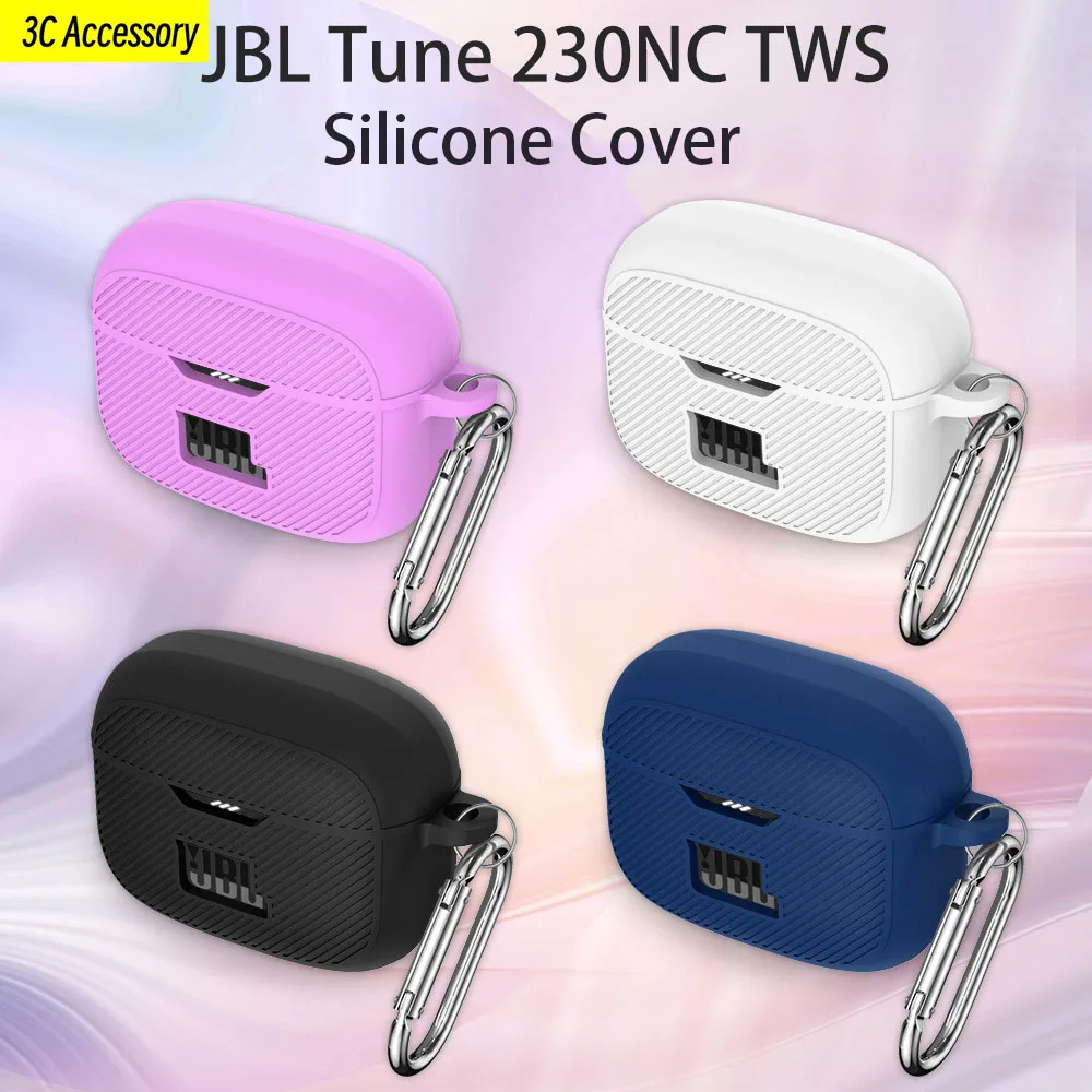 

Solid Color Silicone Soft Case For JBL Tune 230NC TWS Wireless Bluetooth Earphone Protective Cover Storage Anti Drop Waterproof