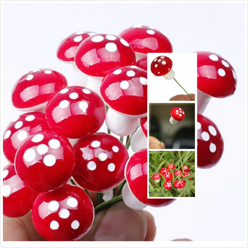 

10 шт., мини Красные грибы