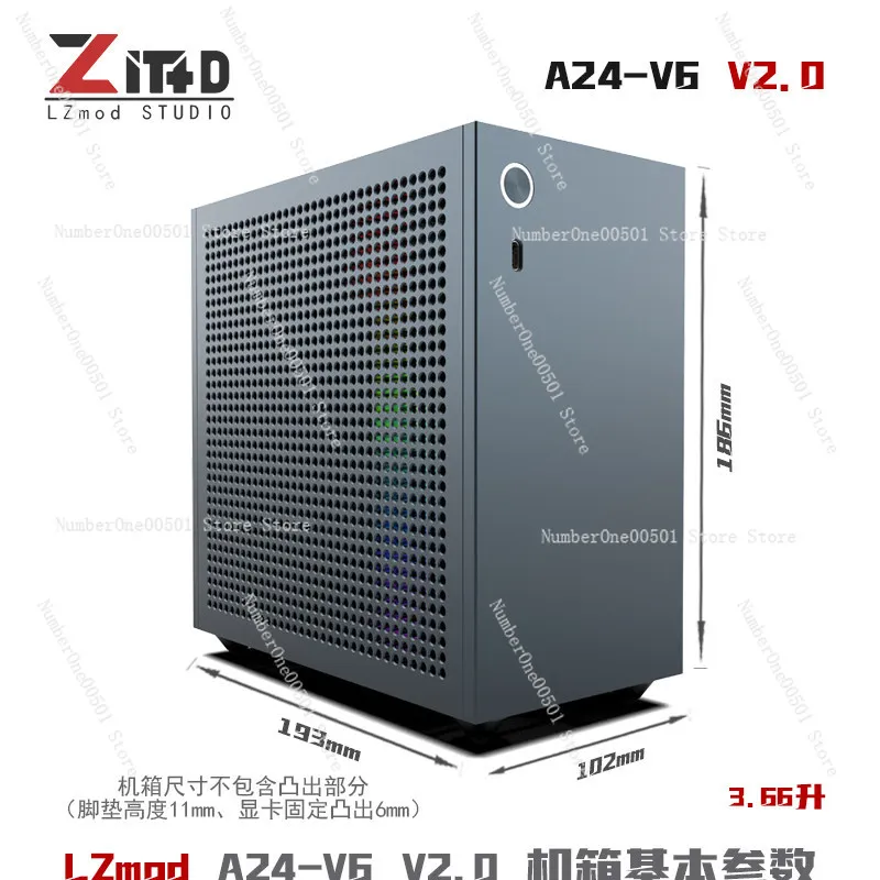 Корпус Lzmod mini A24-V6 2.0 Mini ITX BKB для двухслотовых видеокарт половинной высоты, 3.66 л (art.: 3920da6280e49) - 3920da6280e49