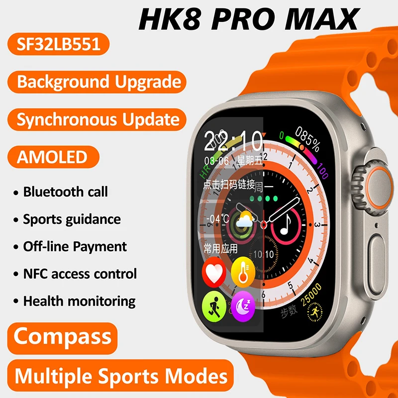 Смарт-часы AMOLED HK8 Pro Max, умные часы серии 8, 49 мм, с компасом