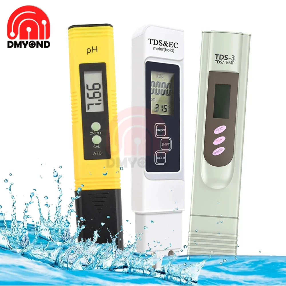 Digital PH EC TDS Meter Tester Temperature Pen Water Purity PPM Filter Hydroponic for Aquarium Pool Water Monitor
