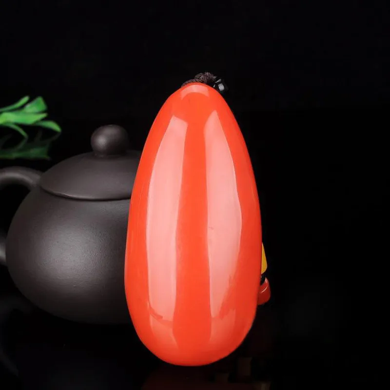 

Natural Xinjiang Gobi Chicken BloodStone Jade Original Stone Handle Piece GobiGold Wire Jade Hand Play Piece Waist Piece Pendant