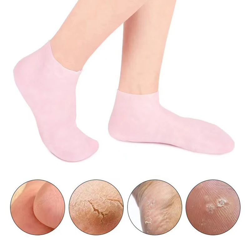 

2pcs=1pair Feet Care Socks Spa Home Use New Silicone Moisturizing Gel Heel Socks Cracked Foot Skin Care Protectors Anti Cracking