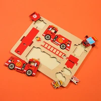 childrens wooden early education puzzle building fire truck toys for age 3