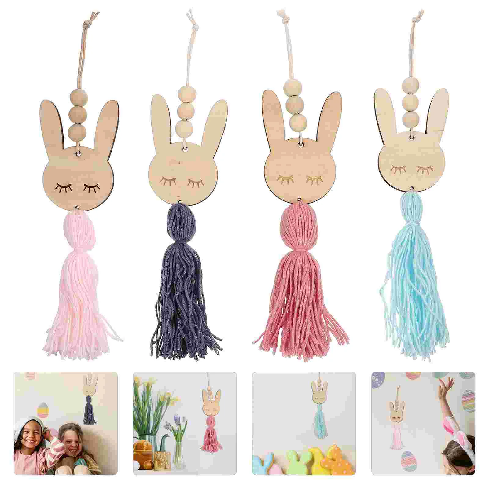 

Easter Bunny Hanging Rabbit Decor Ornaments Garland Decorations Tags Wooden Pendant Spring Embellishments Car Gifts Charm Gift