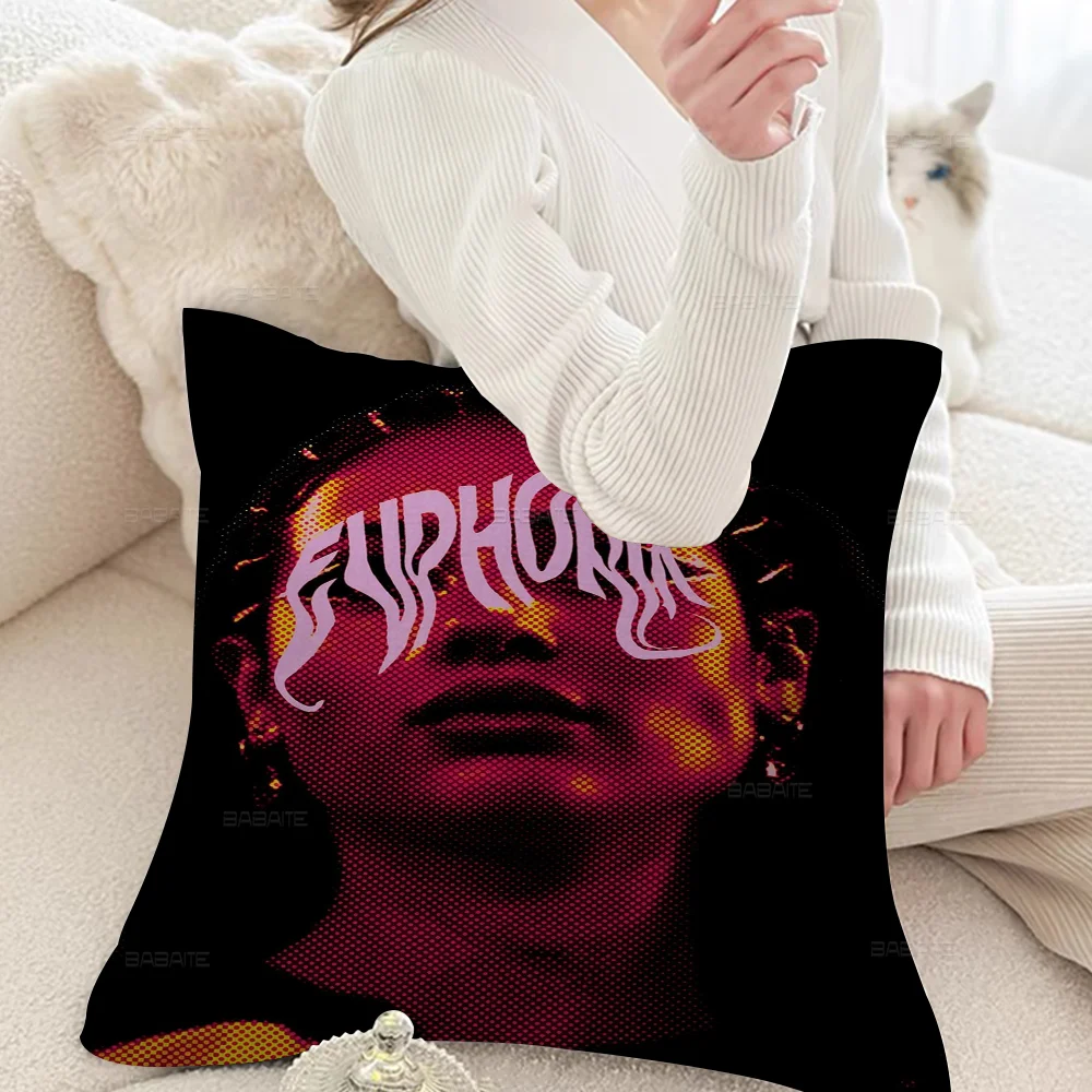 Euphoria TV Show Pillow Covers Cartoon Sofa Decorative Home Double-sided Printing Short Plush Cute Cushion Cover
