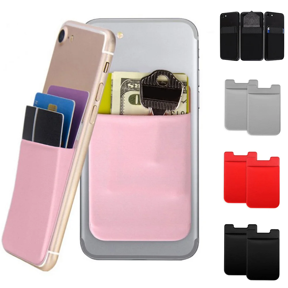 

Portable Mobile Phone Wallet For Women Men Candy Color ID Card Holder Quality Adhesive Pocket Sticker Case Solid Wallet 2022 New