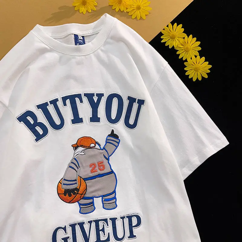 

Футболка с вышивкой в стиле хип-хоп и баскетбольным медведем, размер 2XL