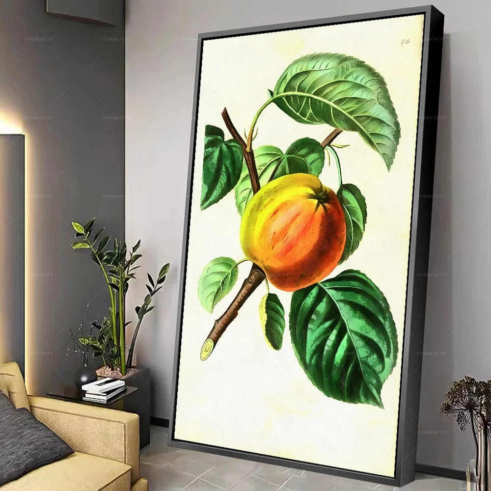 

Forbeauty Картина на холсте с рамкой галерея абстрактная красная персиковая с зелеными листьями для украшения дома