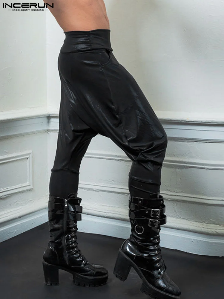 

American Style New Men's Casual Leather Pants Streetwear Male Sexy Solid Comfortable Loose Wide Leg Pantalons S-5XL INCERUN 2022