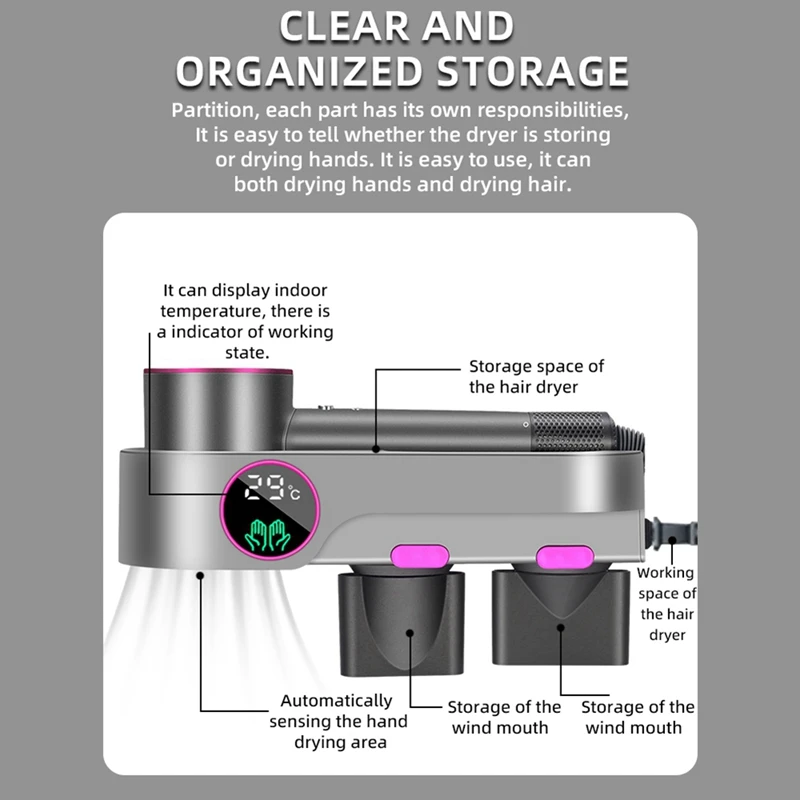 Держатель для фена Dyson с функцией сушки без перфорации стеллаж хранения
