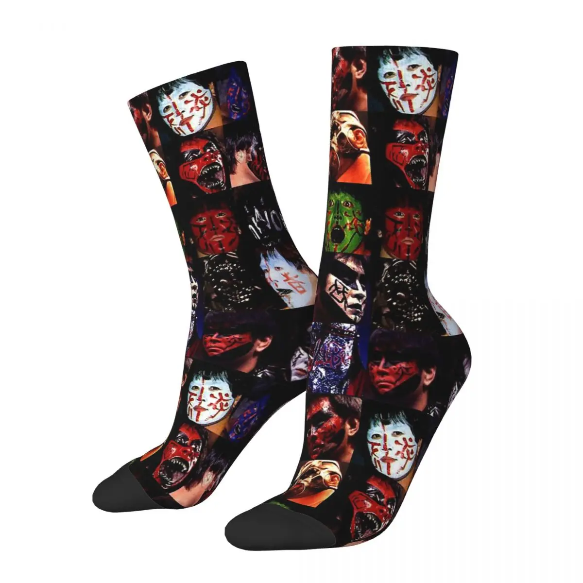 Crazy Sock for Men Great Muta Faces Hip Hop Harajuku NJPW Japanese Wrestling Pattern Printed Boys Crew compression Sock Casual