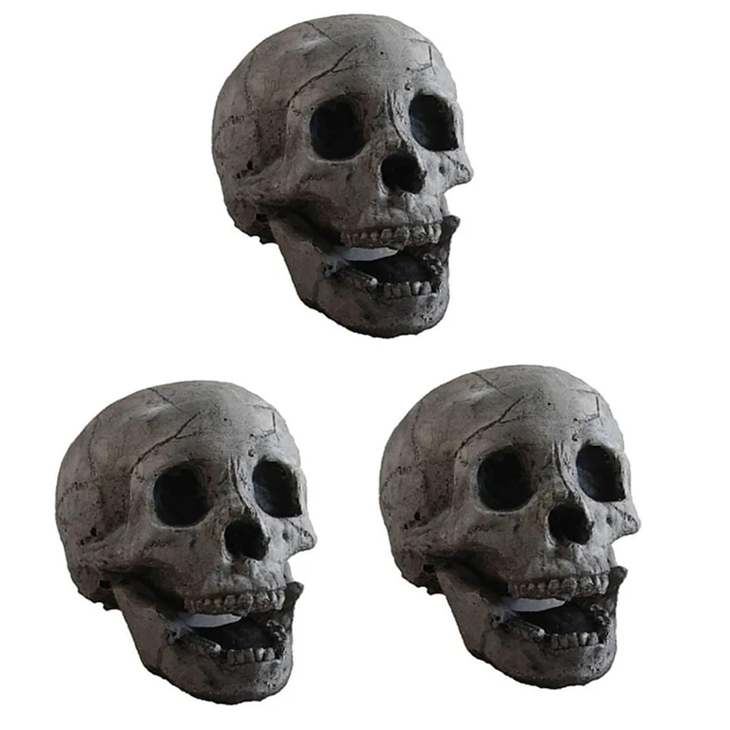 

2X Fireproof Portable Skull Sculpture Halloween Ceramic Ornaments Skull Decor Prop