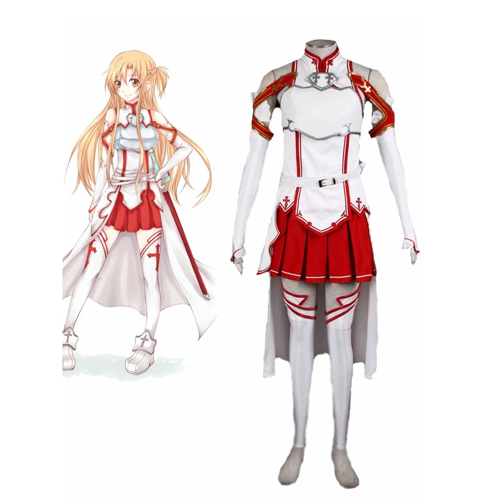 

Anime Sword Art Online Yuuki Asuna Cosplay Costume Wig Necklace Women Uniform Dress SAO Battle Suit Outfits Halloween Costumes