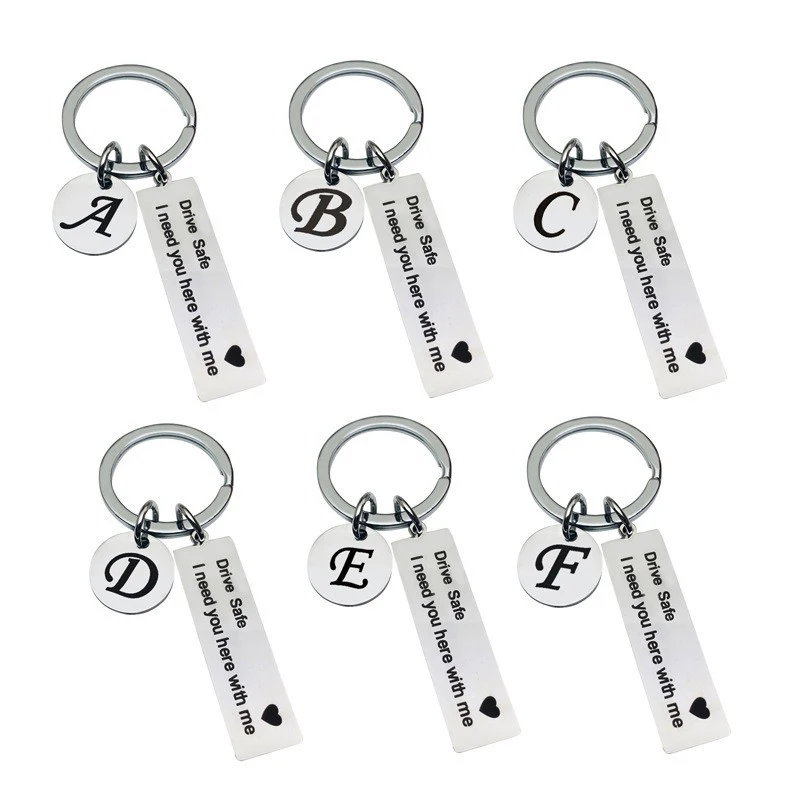 

Car Drive Safe Keychain N-Z 13 Initials Lettering With Personality Stainless Steel Pendant Auto Interior Accessories Car Gadget