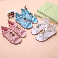 2022 spring and summer classic non slip pink princess korean version flat heel girl pu breathable roman sandals open toe fashion