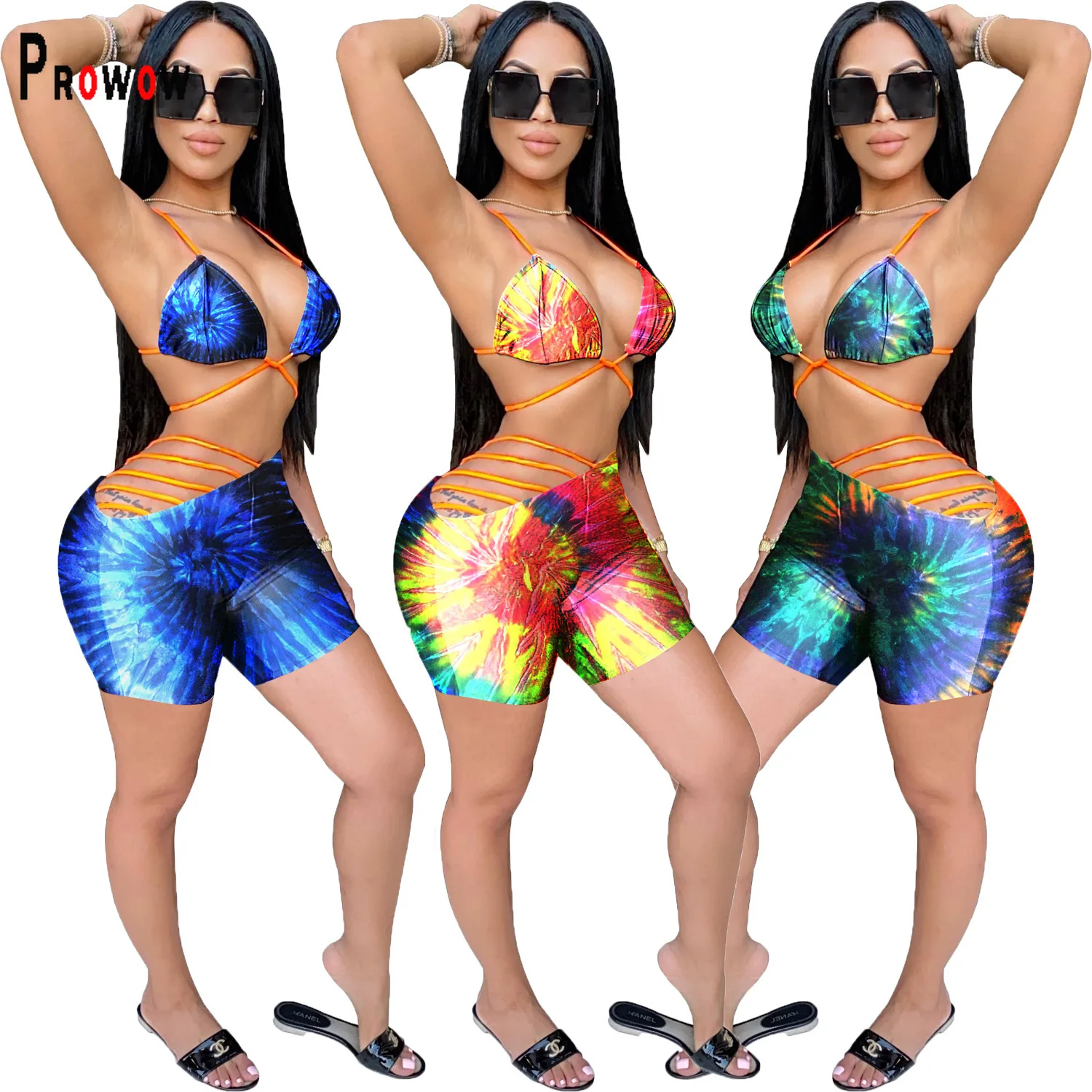 

Prowow Sexy Women Micro Bikinis Set Print Lace Up Two Piece Separate Swimsuits 2022 New Summer Female Bathing Beach Outfits