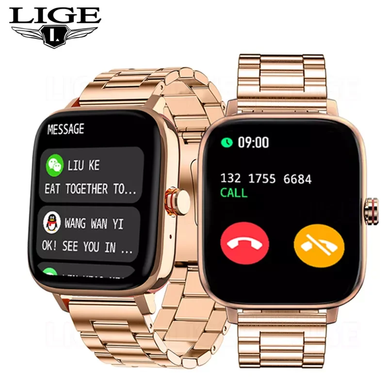 

LIGE Smart Watch Men Bluetooth Answer Calls Records Sport Mode IP67 Waterproof Stopwatch Dialing Message Reminder Smartwatch Men