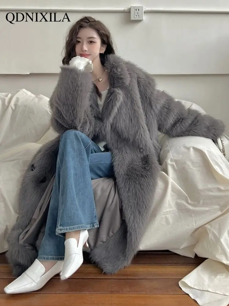 Women's Fur Coat 2022 Faux Fur Coat Women New Long Winter Loose Warm Fur Coat New In Outerwear Winter Coat for Women