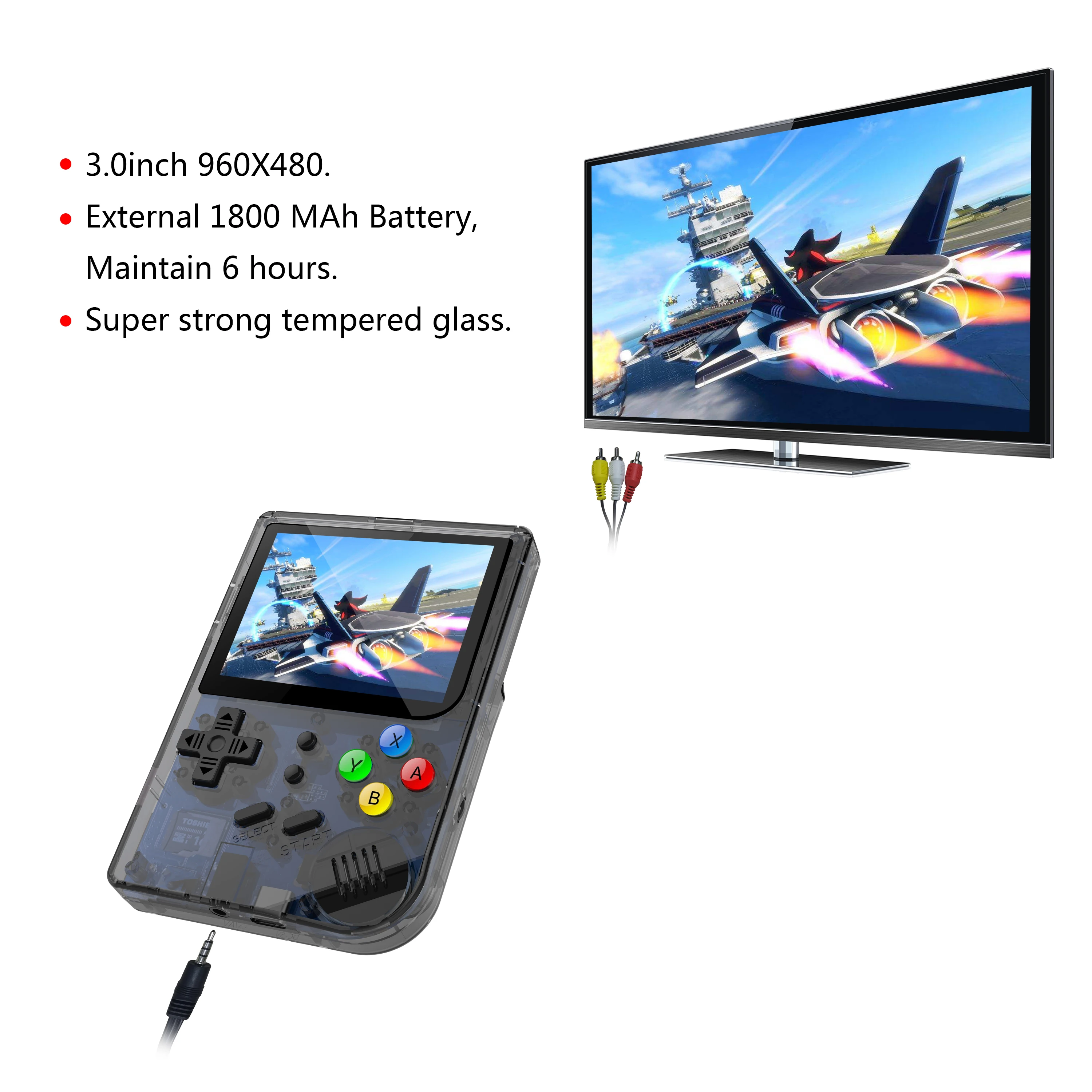 

Free OEM маленькая портативная ручная игра 64 бит портативная игровая консоль 3000 в 1 Ретро-игры RG300-Translucent Black