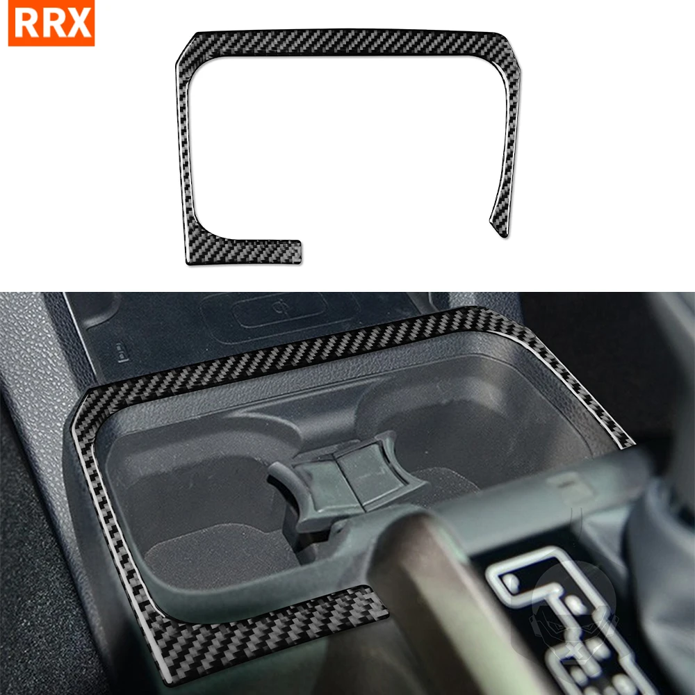 

Central Control Gear Shift Water Cup Holder Storage Panel Frame Real Carbon Fiber Sticker Cover Trim For Toyota Tacoma 2015-2020