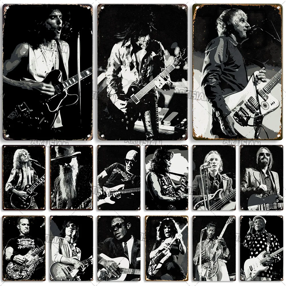 

Артизийский Ностальгический гитарист, металлический жестяной знак, винтажный металлический знак, Классический музыкальный металлический ...