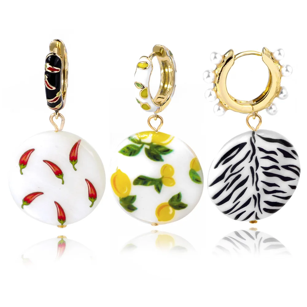 

2022 Retro Shell Print Pendant Earrings Ladies Creative Fashion Drop Oil Earrings Pearl Drop Earrings Wholesales New