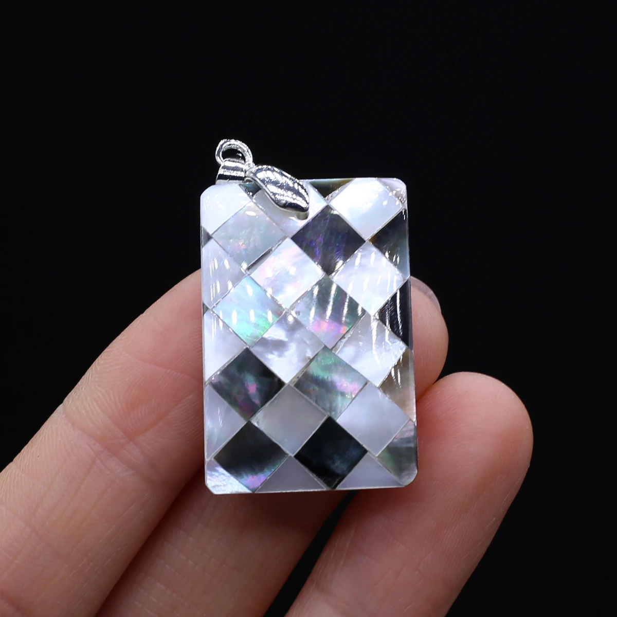 

Natural Seashell Mosaic Pendant Exquisite Rectangle Shell Pendant Charms For Jewelry Making Charms DIY Necklace Accessory