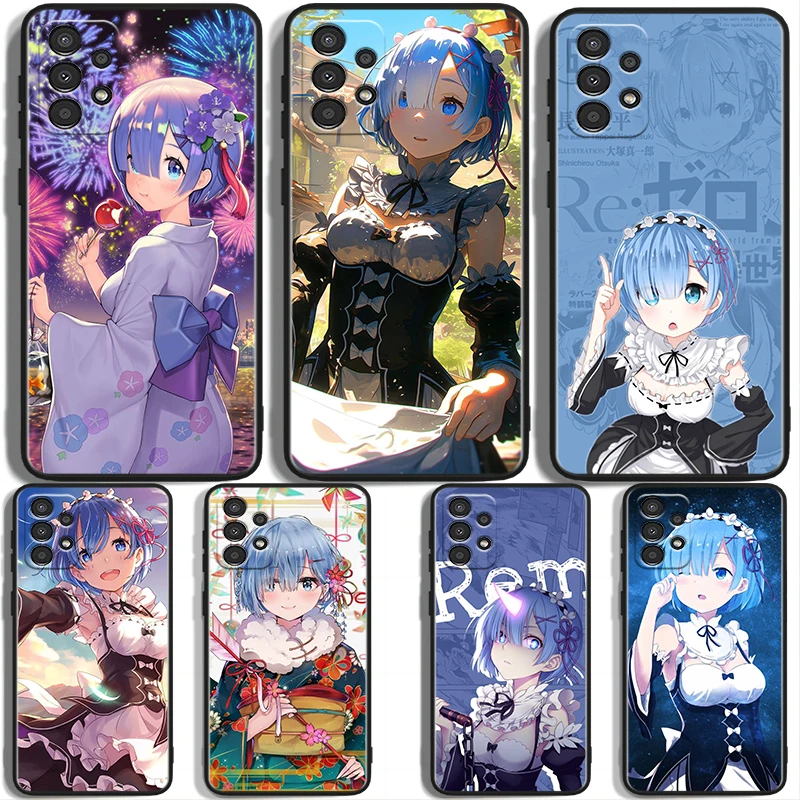 Чехол для телефона с аниме Rem Beauty Samsung A73 A72 A54 A53 A52S A34 A33 A32 A25 A24 A23 A22 A15 A14 A13 A05 черный