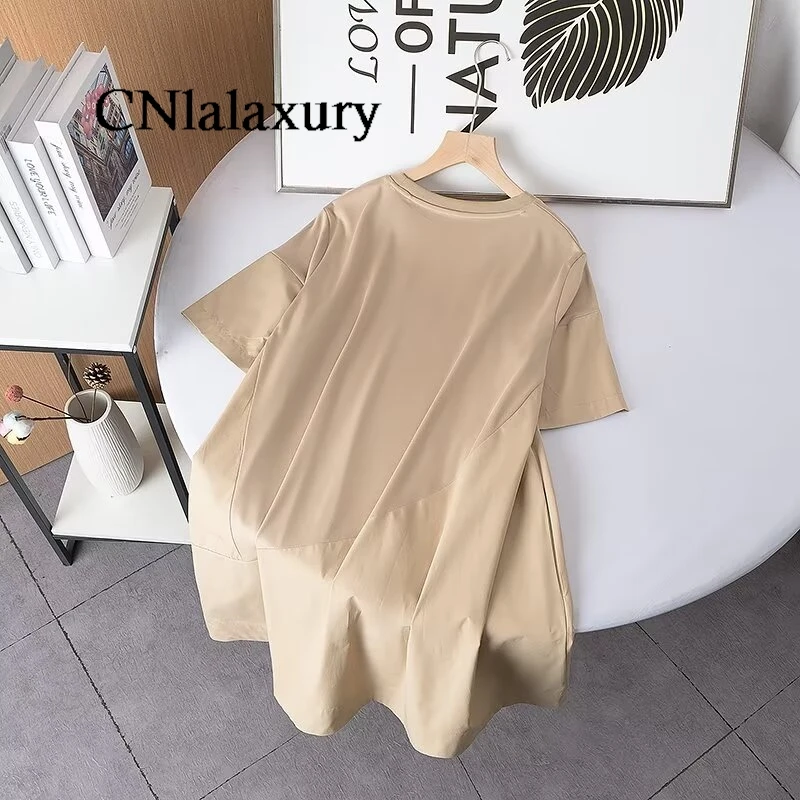 CNlalaxury женское 2024 летнее Новое модное Повседневное платье с коротким рукавом