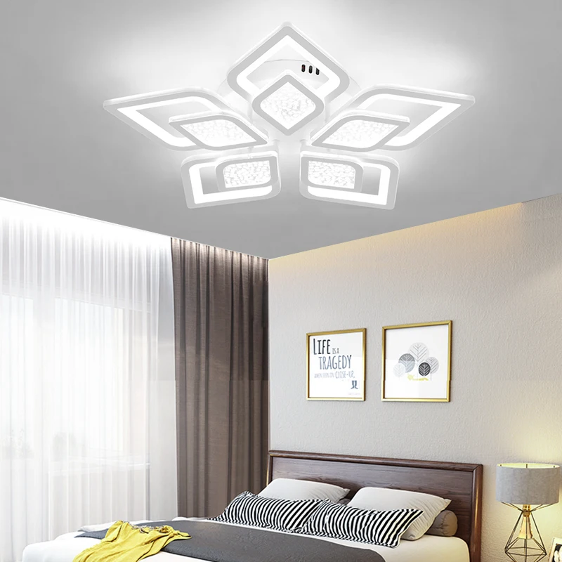 Скидка Современная светодиодная люстра, двойная круглая лампа для гостиной, светодиодная люстра с кристаллом, пульт дистанционного управления, Ди...