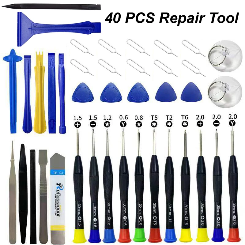 

40PCS Screw Screwdriver Spudger Pry Opening Repair screen Tool Kit For Mobile Phone iPhone Android Replacement DIY Hand Tools