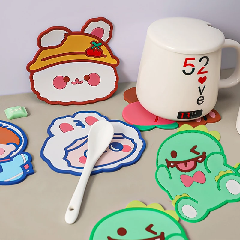 

Animal Shaped Cup Coaster Cute Cartoon Shaped Tea Coaster Silicone Cup Pad Anti-slip Insulation Pad Cup Mat Hot Drink Holder
