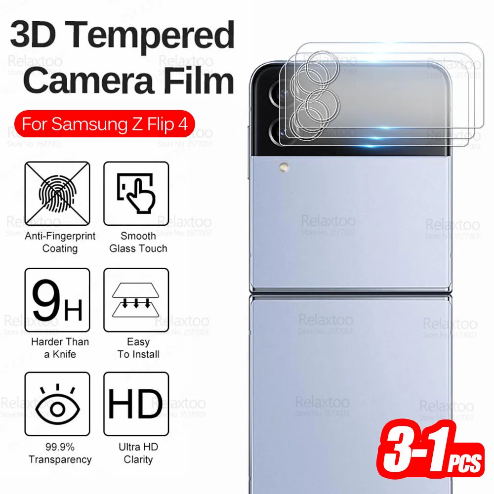 3-1PCS 3D Curved Camera Tempered Glass For Samsung Galaxy Z Flip4 Flip 4 5G Samung Sansung ZFlip4 ZFlip 4 Lens Protector Cover