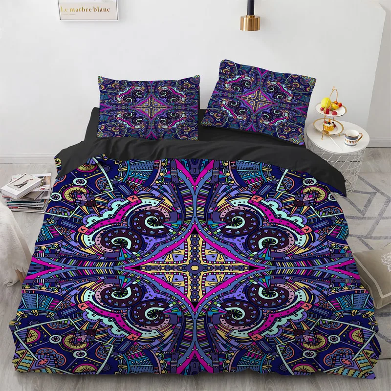 

240x220 Bedding Sets Bohemian 3D Mandala Flower Duvet Cover and Pillowcase Set Quilt Cover King Full Twin Bed Set Home